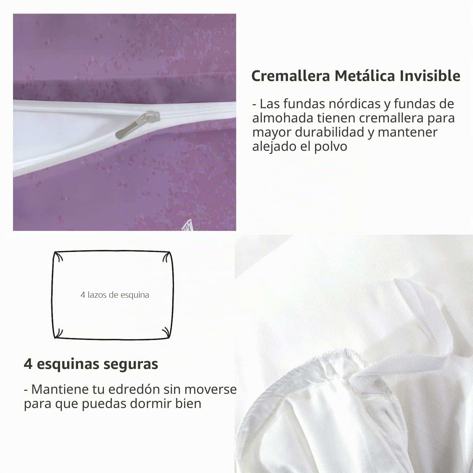 Funda Nórdica Cama 105 Estrellas Lilas, Juego De Funda Nórdica 180x220 cm, 3 Piezas Ropa de Cama con 2 Fundas de Almohada 50x75 cm, Microfibra Reversible Colcha