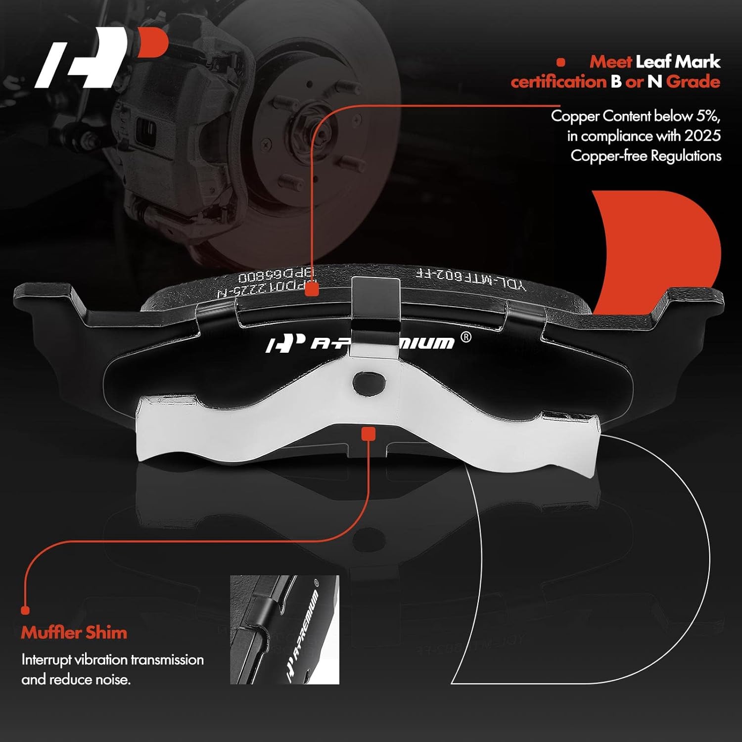 A-Premium Rear Ceramic Brake Pads Set Compatible with Chrysler, Dodge, Eagle, Plymouth Models - 300M, Cirrus, Concorde, Intrepid, LHS, Neon, PT Cruiser, Sebring, Intrepid, Stratus, Vision