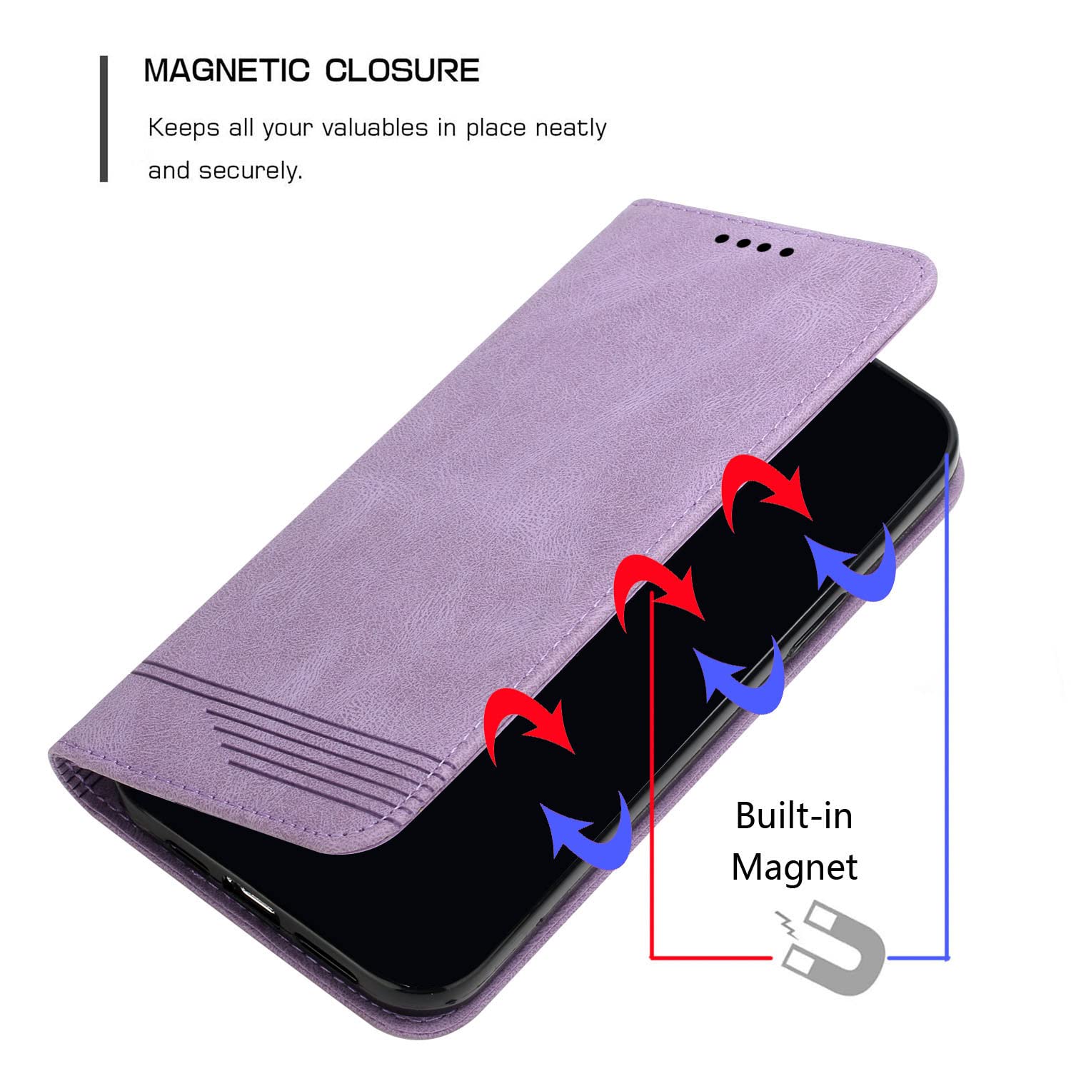 Etui na telefon komórkowy Samsung Galaxy A35 ze skóry PU, portfel, etui ochronne Samsung Galaxy A35, etui z funkcją stojaka, magnetyczne, z klapką, fioletowe