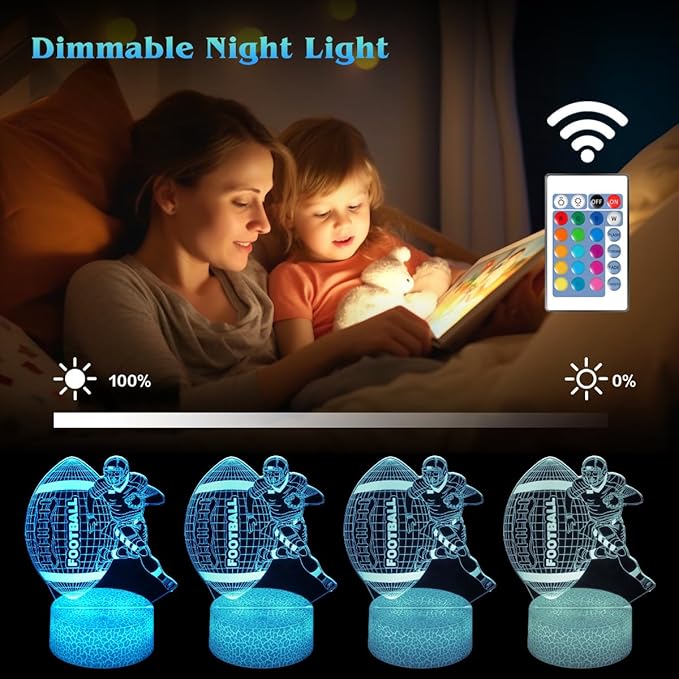 JHXLAMP Football Gifts for Sport Fan,3D Football Bedside Lamp 16 Color Change Decor Night Light with Remote and Smart Touch,Gifts for Christmas Birthday for Boys Girls photo 2