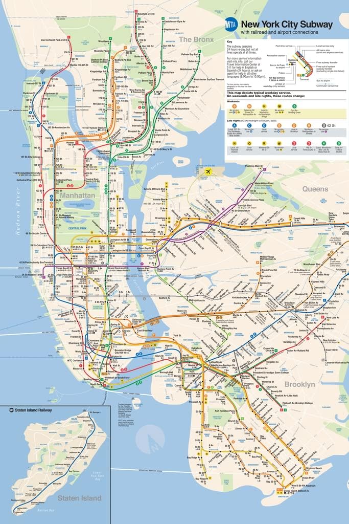 NYC Subway Map Poster New York City Official MTA 2024