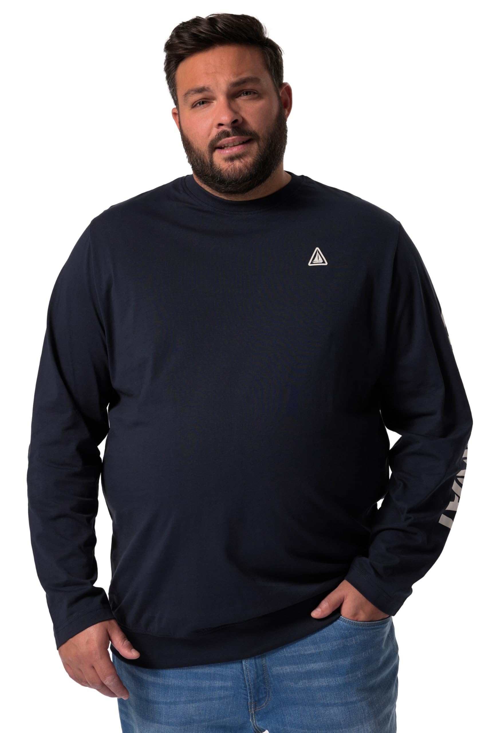 Men Plus Herren große Größen Übergrößen Menswear L-8XL Langarmshirt, Bauchfit, Ärmelprint 834526