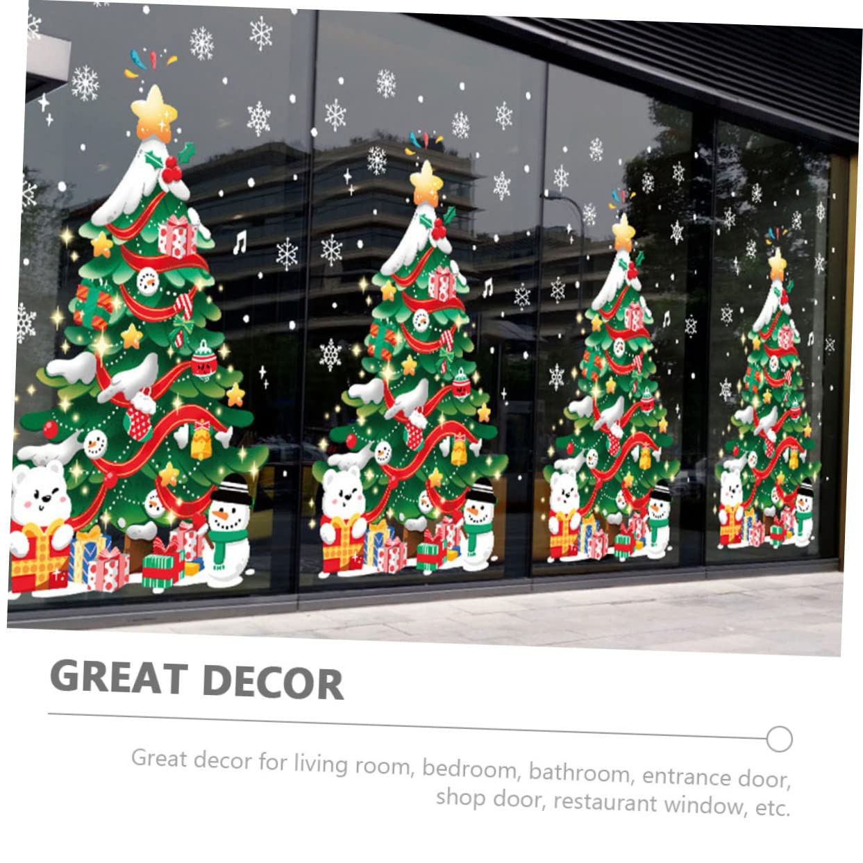 PRETYZOOM 5 Blätter Weihnachtsbaumaufkleber Winterfenster Aufkleber für die Weihnachtsvitrine weihnachts wanddeko weihnachtswanddeko schmücken Cartoon-Wandaufkleber Wandtattoo