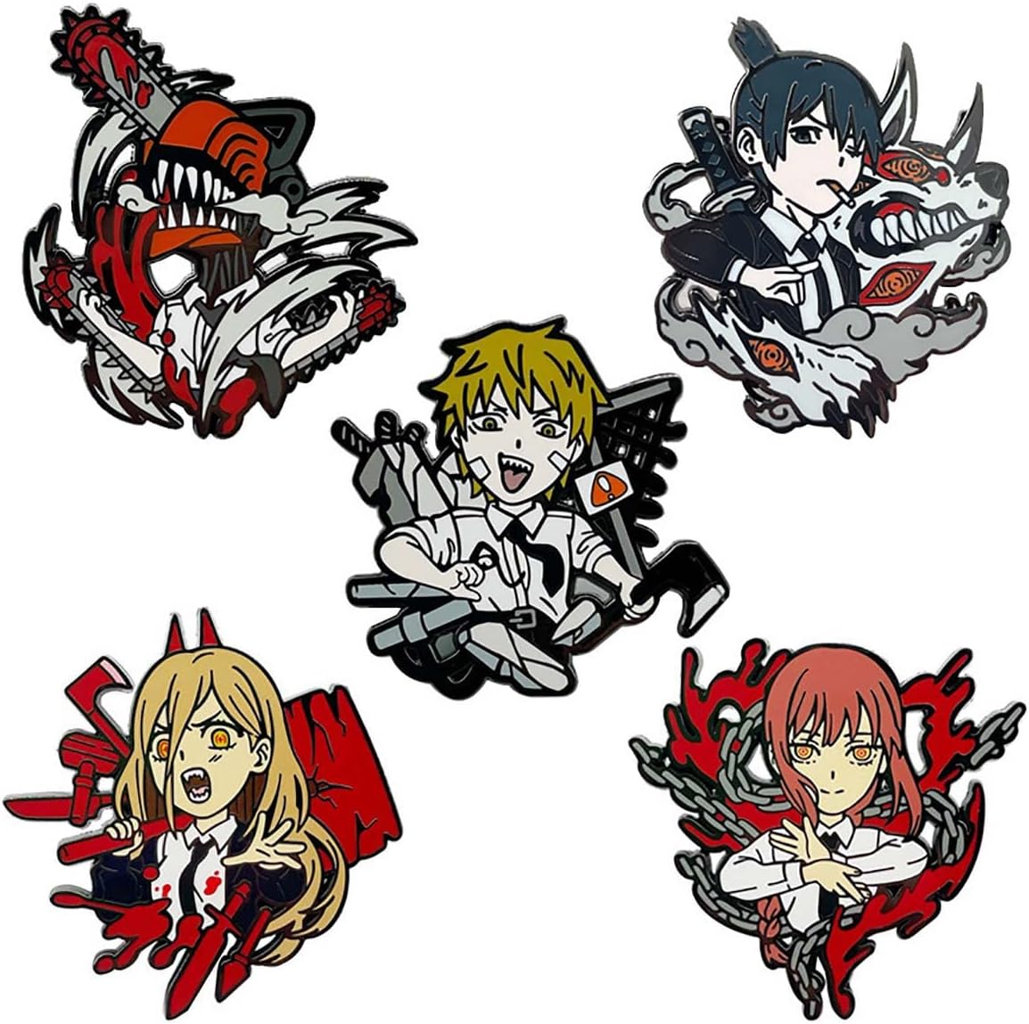 Yannasa Chainsaw Brooches Anime Hayakawa Aki Pins Chainsaw Dog Denji Evil Cosplay Metal Brooch Accessories