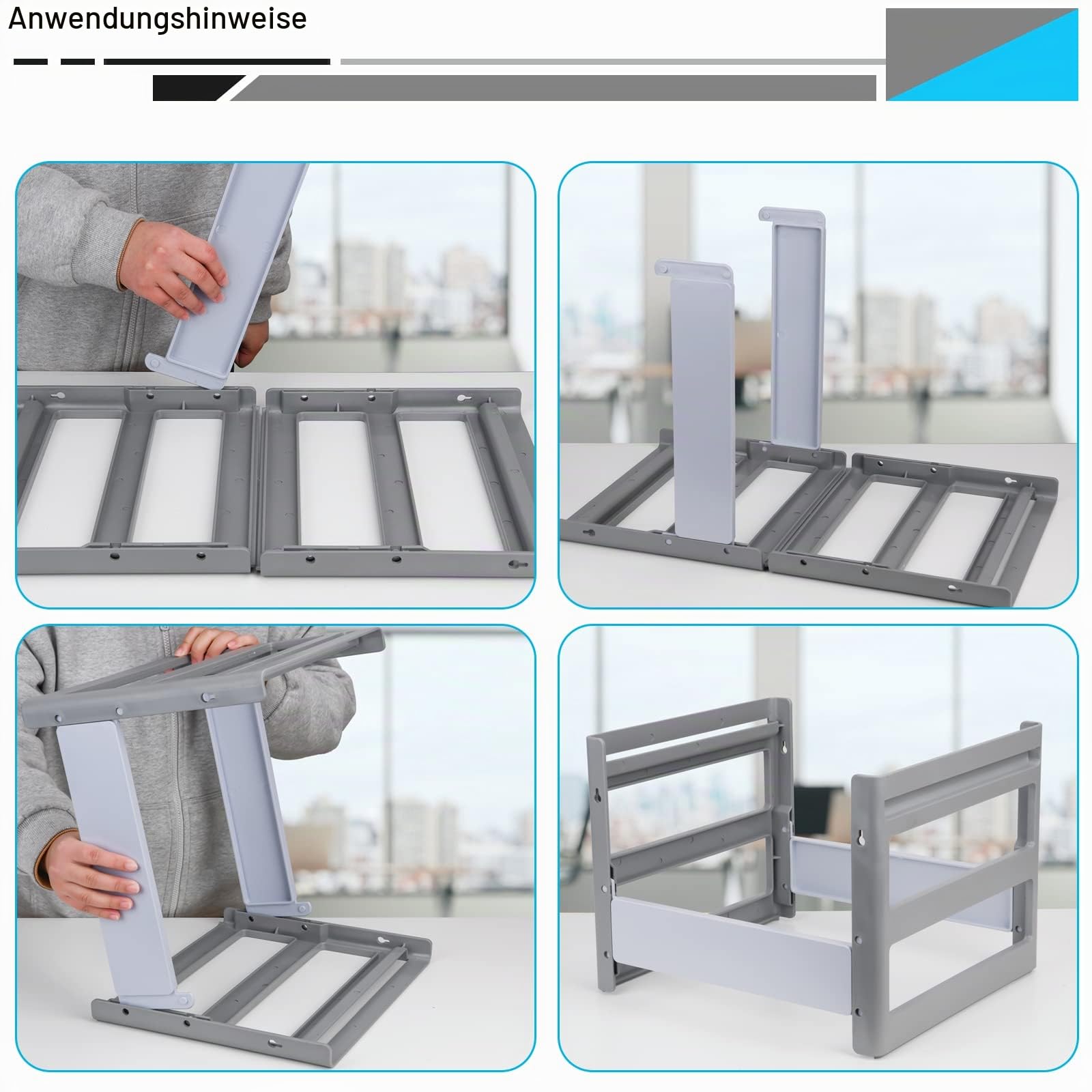 A4 hängeregistratur box, Grau Kunststoff Hängeregistratur Rahmen Hängemappenregal, für Büro, Studie, Krankenhaus Daten Organisation, Außenrahmen: 14.29X12.79X10.83 Zoll