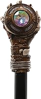 Vista 2 de Ebros Steampunk esqueleto agarrando a mano el mal de ojo con engranajes de reloj esculpidos, bastón de bastón de bastón de 38 pulgadas de largo
