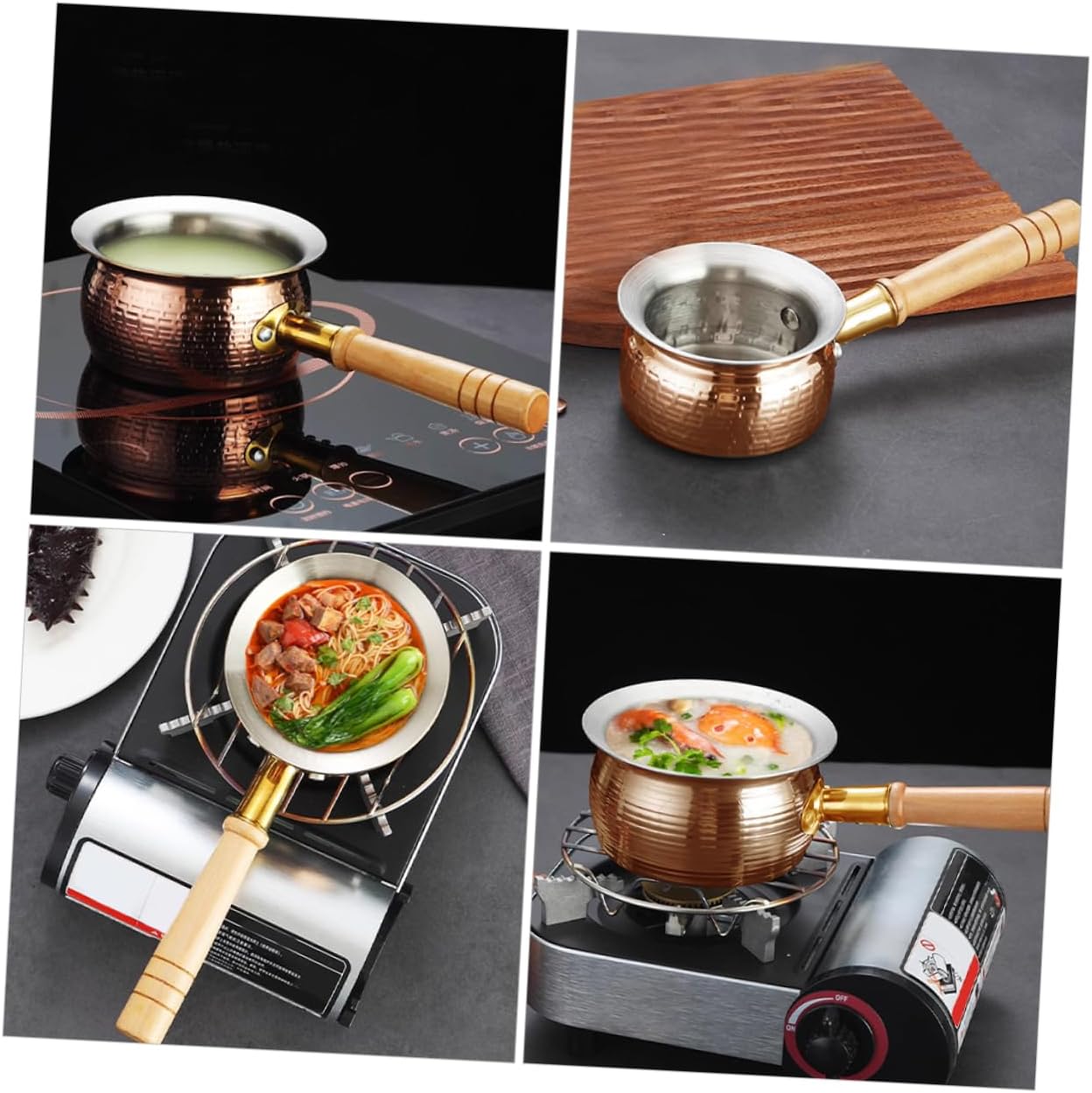 Zerodeko Stainless Steel Small Milk Pot Wooden Handle Thickened Melting Pot for Butter and Coffee Versatile Wok for Sauces
