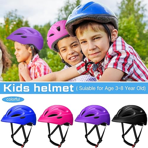 Miniatura 5 de Kingdder Paquete de 4 cascos ajustables para niños de 3 a 8 años, con certificación CPSC, para niños y niñas, monopatín, bicicleta, scooter,