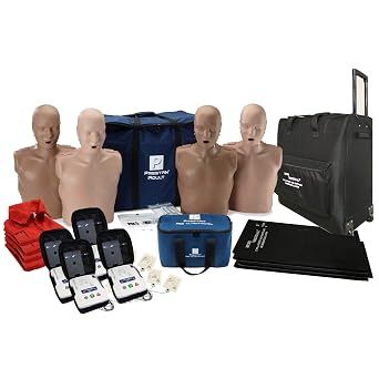 MCR Medical Prestan CPR Adult Manikin Diversity Kit Pack of 4 with Feedback, AED UltraTrainers, Carry Bag with Wheels