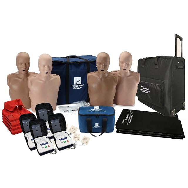 MCR Medical Prestan CPR Adult Manikin Diversity Kit Pack of 4 with Feedback AED UltraTrainers Carry Bag with