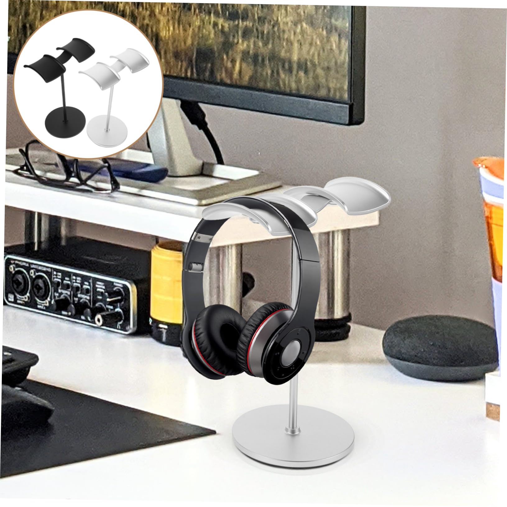 Support pour Casque Audio de Bureau en Plastique, Lot de 2, Surface Lisse, Pratique et Polyvalent pour Chambre D’étude et Hôtel