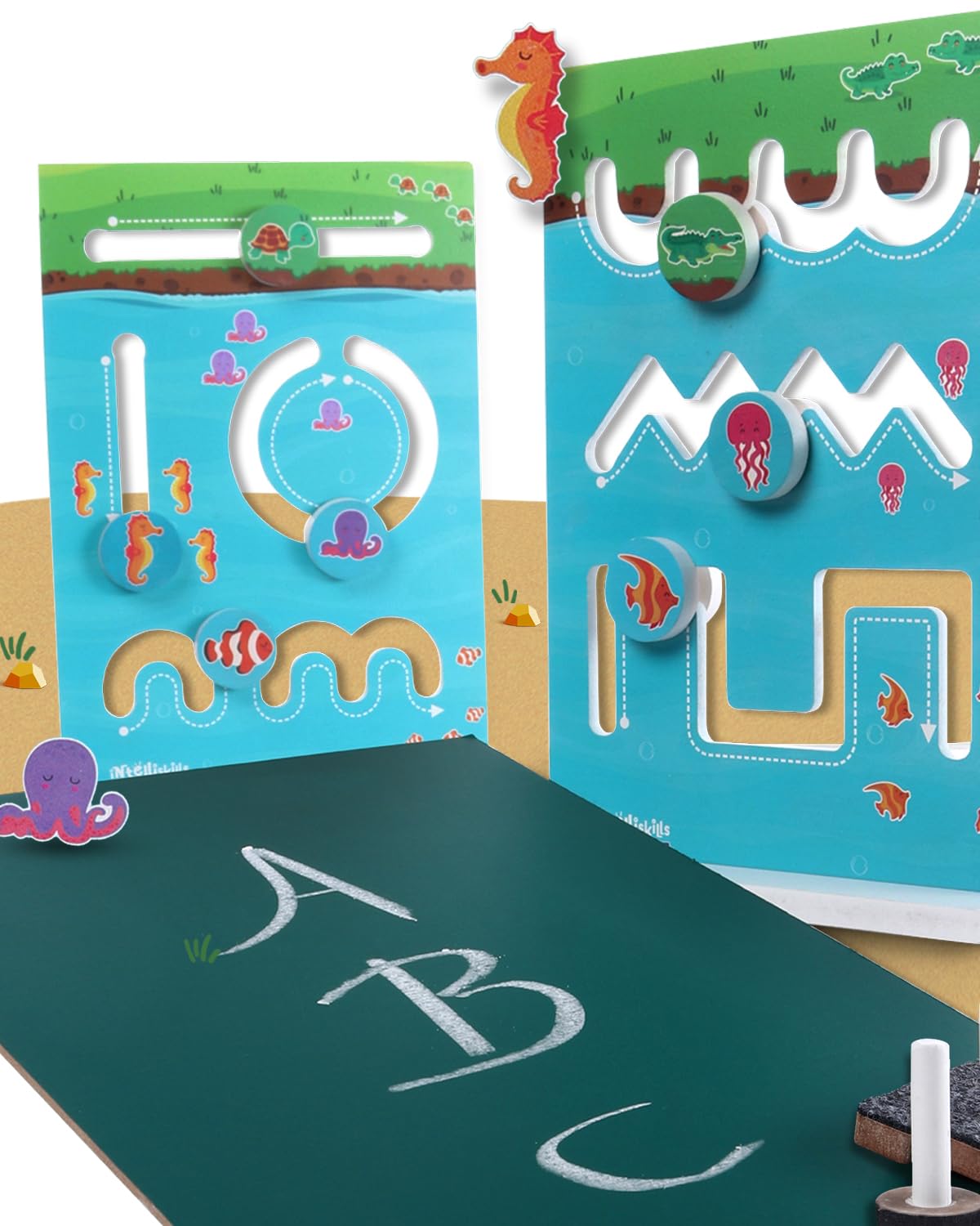 Intelliskills Premium 3in1Pre-Writing, Pattern Tracing&Animal Matching Wooden Board For Kids|Pre-school Learning&Educational Writing Board With Base Stand,Chalk,Chalk-holder&Duster For kids|Multicolor (B0CB7VLG8X) Amazon Price History, Amazon Price Tracker