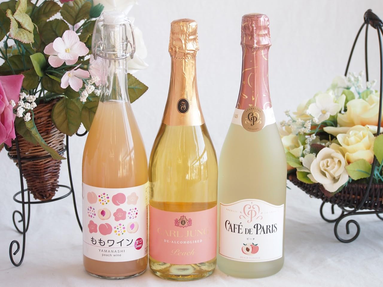 Amazon.co.jp: 桃のお酒を楽しめる3本セット(山梨県ももワイン カフェ