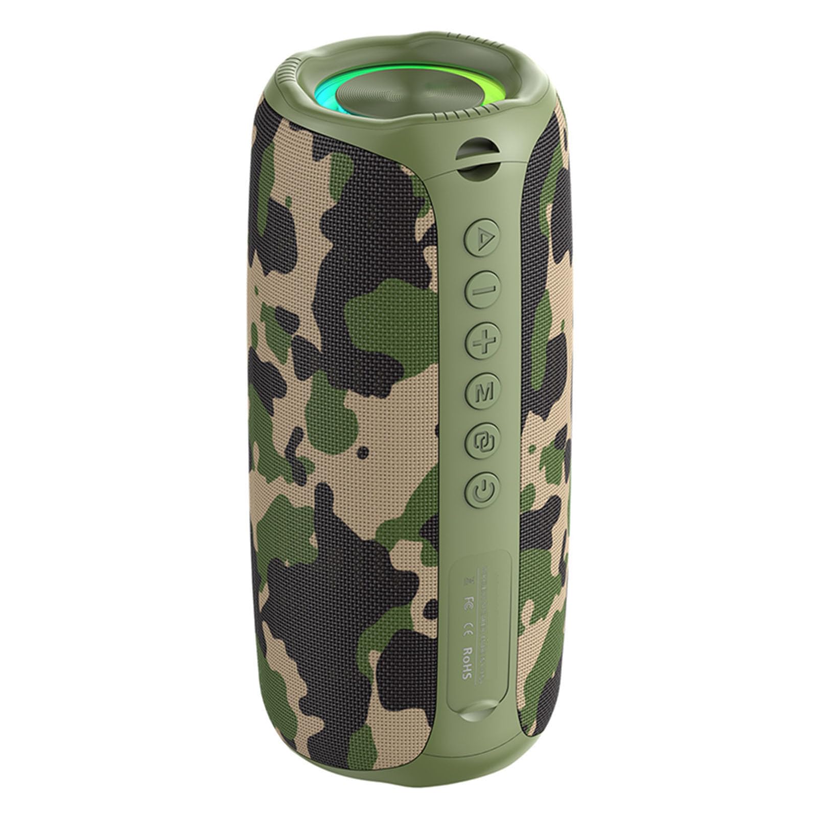 Cocoarm Altoparlante Portatile Wireless con BT 5.4, Altoparlante Wireless Full Range Driver da 52 Mm, Luci RGB, Suono a 360 Gradi, 3600 MAh Ricaricabile per Uso Esterno per Feste in Casa (Camuffare)