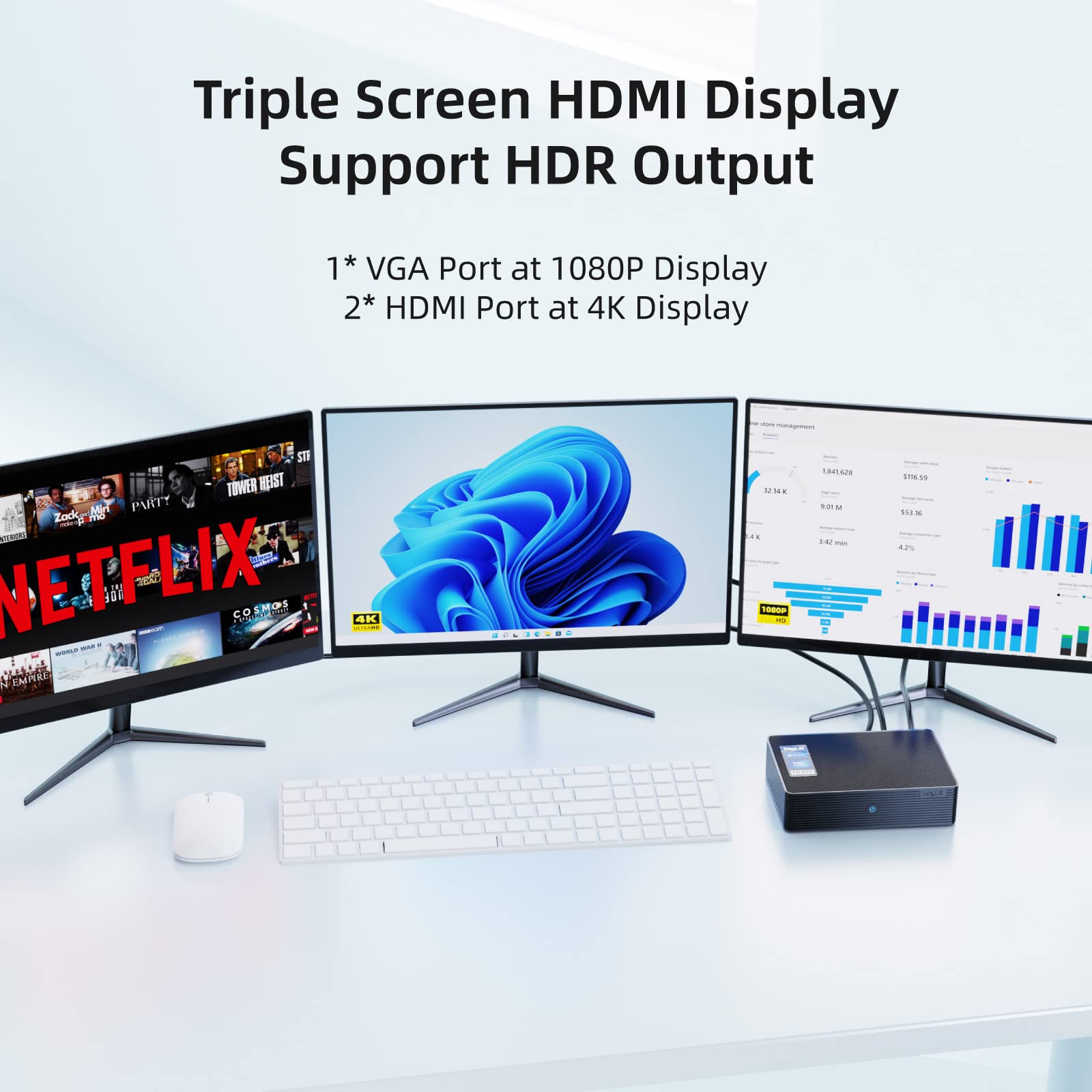 MeLE QuieterHD3 Mini PC - Intel Celeron N5105, 16GB RAM, 512GB SSD, Fanless Desktop Computer