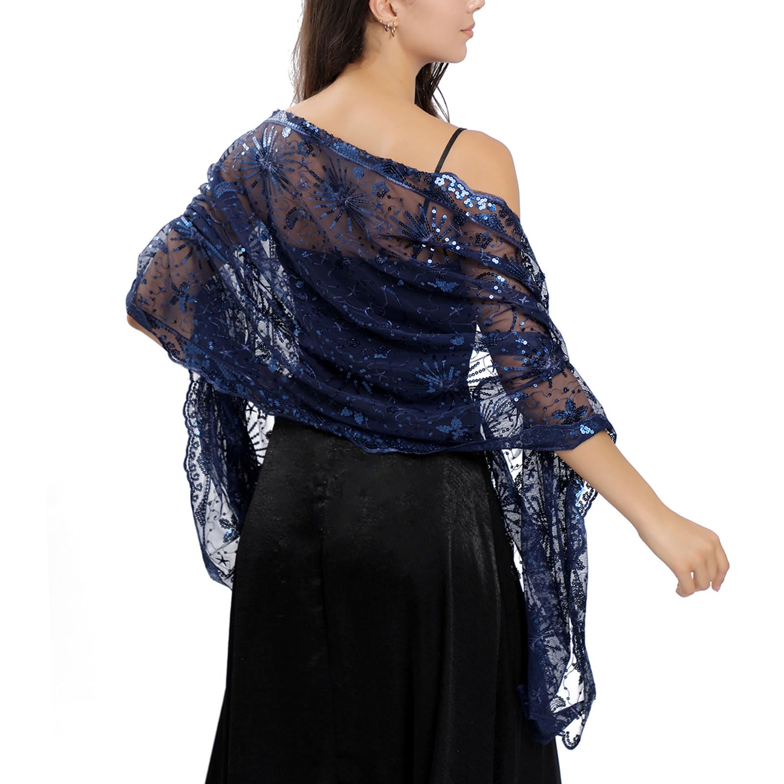 MAYJOYDIY Weißer Stern Mond Pailletten Stoff 1.82m X 1.56m - Glitzer Tüll Für DIY Kleidung & Dekoration