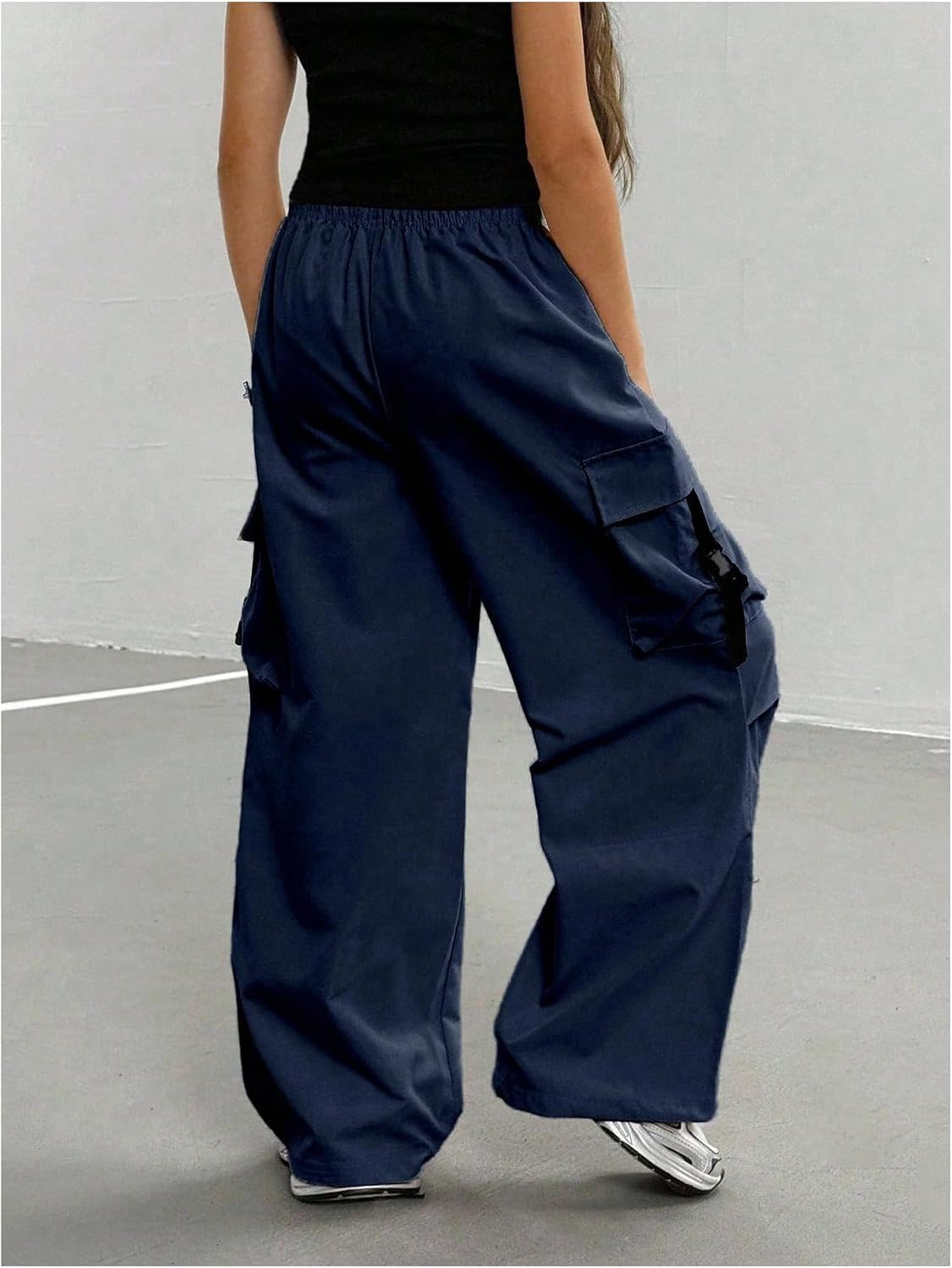 GORGLITTER Girl's Wide Leg Cargo Pants Elastic Waist Casual Baggy Pants