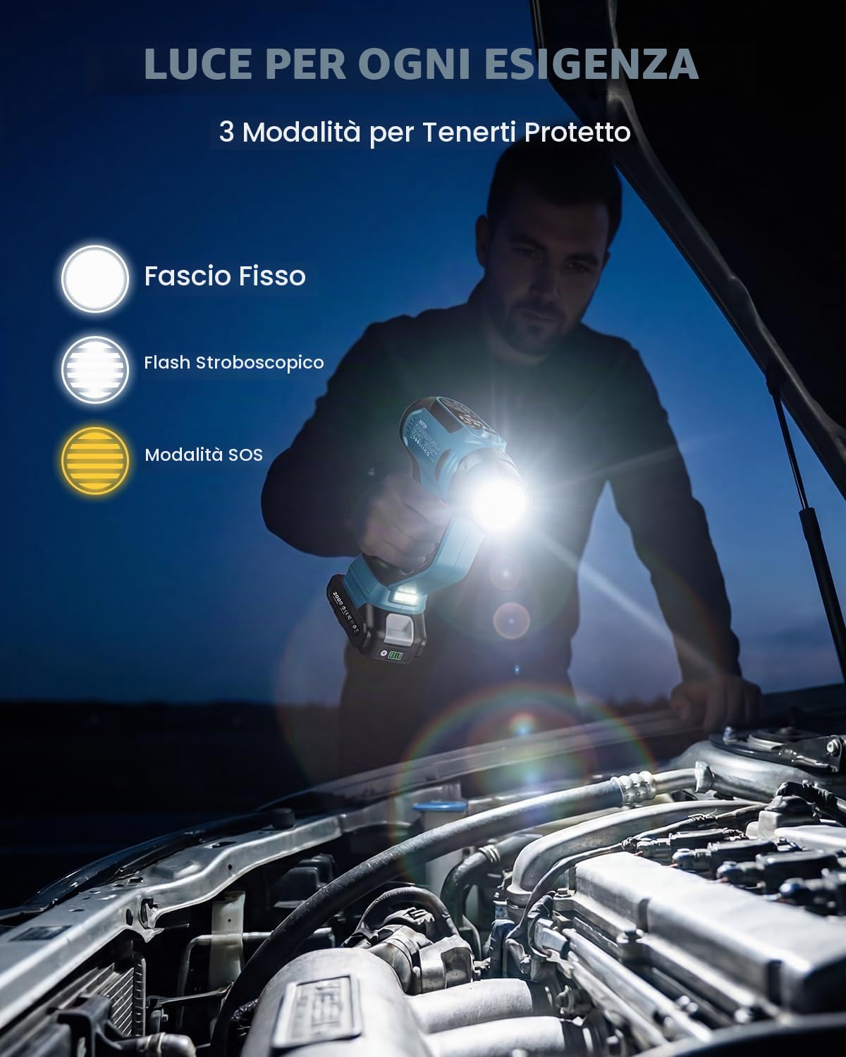 SEESII Compressore pneumatici doppia batteria 150 PSI LED