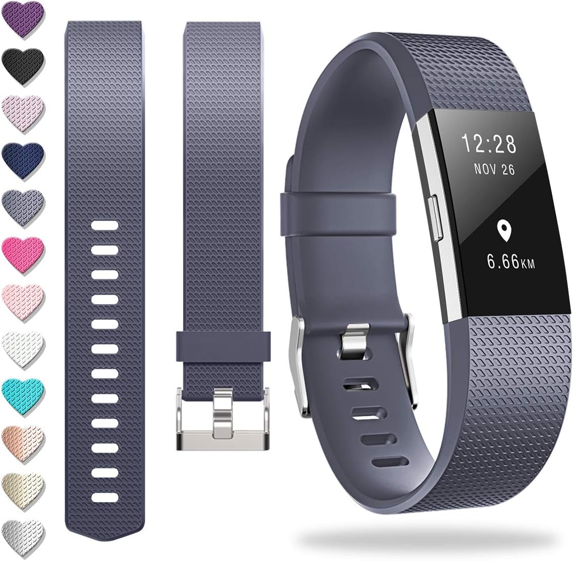 ZEROFIRE Compatible for Fitbit Charge 2, Replacement Adjustable Sport Bands for Charge 2 Heart Rate Fitness Wristbands, Women Men, Small and Large