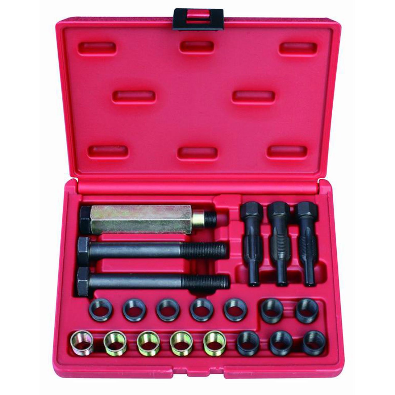 Produktbild von Glühkerzen Reparatur-Set 33-tlg. - Gewindemuffen M8 M10 M12 M14, Inkl. Werkzeug Für Bohrmaschine Helicoil M6