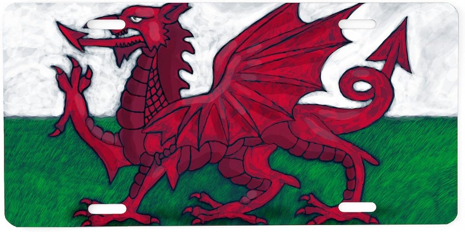 CafePress Wales Flag Aluminum License Plate, Front License Plate, Vanity Tag