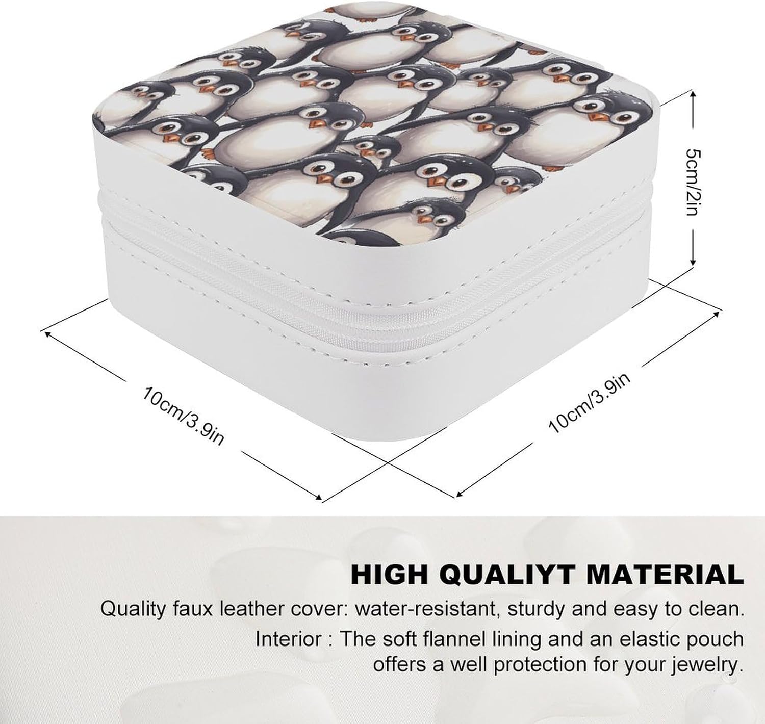 Women's Jewelry Box Jewelry Storage Box Cute Baby Penguins Sketch Travel Jewelry Box for Earrings Rings Watches image 2