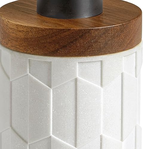 Miniatura 8 de Sarasota - Juego de accesorios de baño de resina con detalles de madera, 4 piezas, dispensador de jabónloción, jabonera, soporte para cepillos de