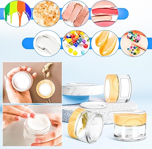 Miniatura 92 de MotBach Paquete de 3 tarros de vidrio de 16 onzas con tapas, recipientes redondos de vidrio transparente de 16.2 fl oz, tarros de maquillaje, tarro