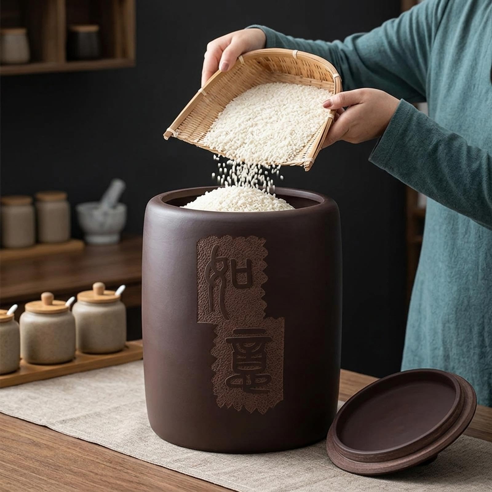 Barattolo per Alimenti in Ceramica,Barattolo Ceramica con Coperchio Vaso