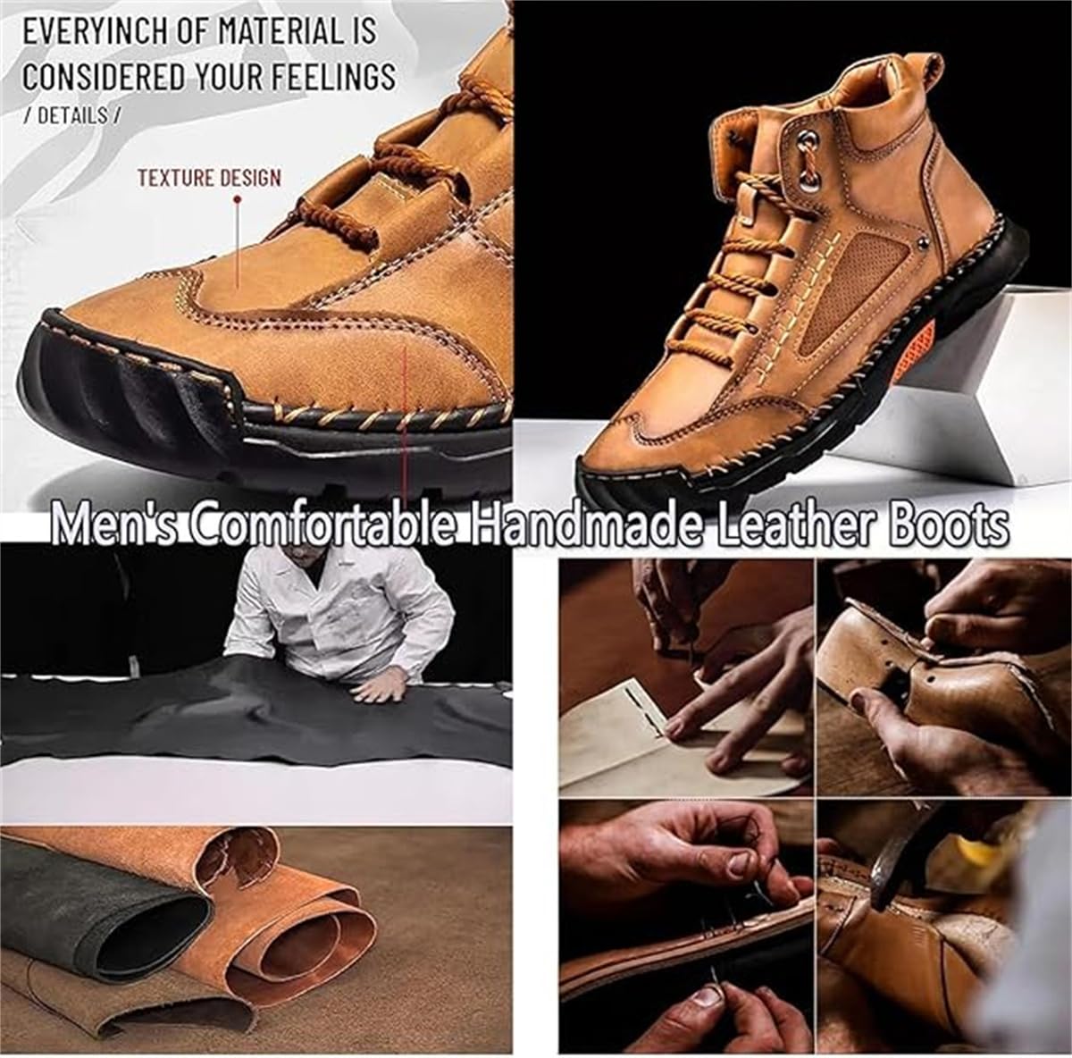 Bottes orthopédiques en cuir pour homme - Chaussures de marche - Imperméables - Soutien de la voûte plantaire - Antidérapantes - Pour l'extérieur