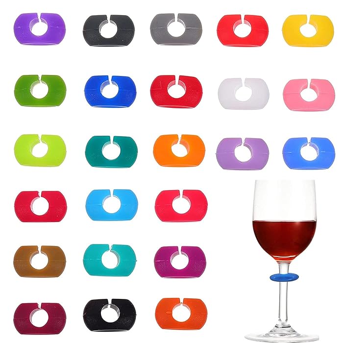 Buy 24pcs Party Wine Glass Markers Set Silicone Glass Marking Wine