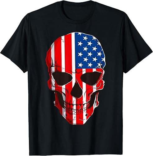Skull American Flag 4th Of July USA Patriotic Merica Skull