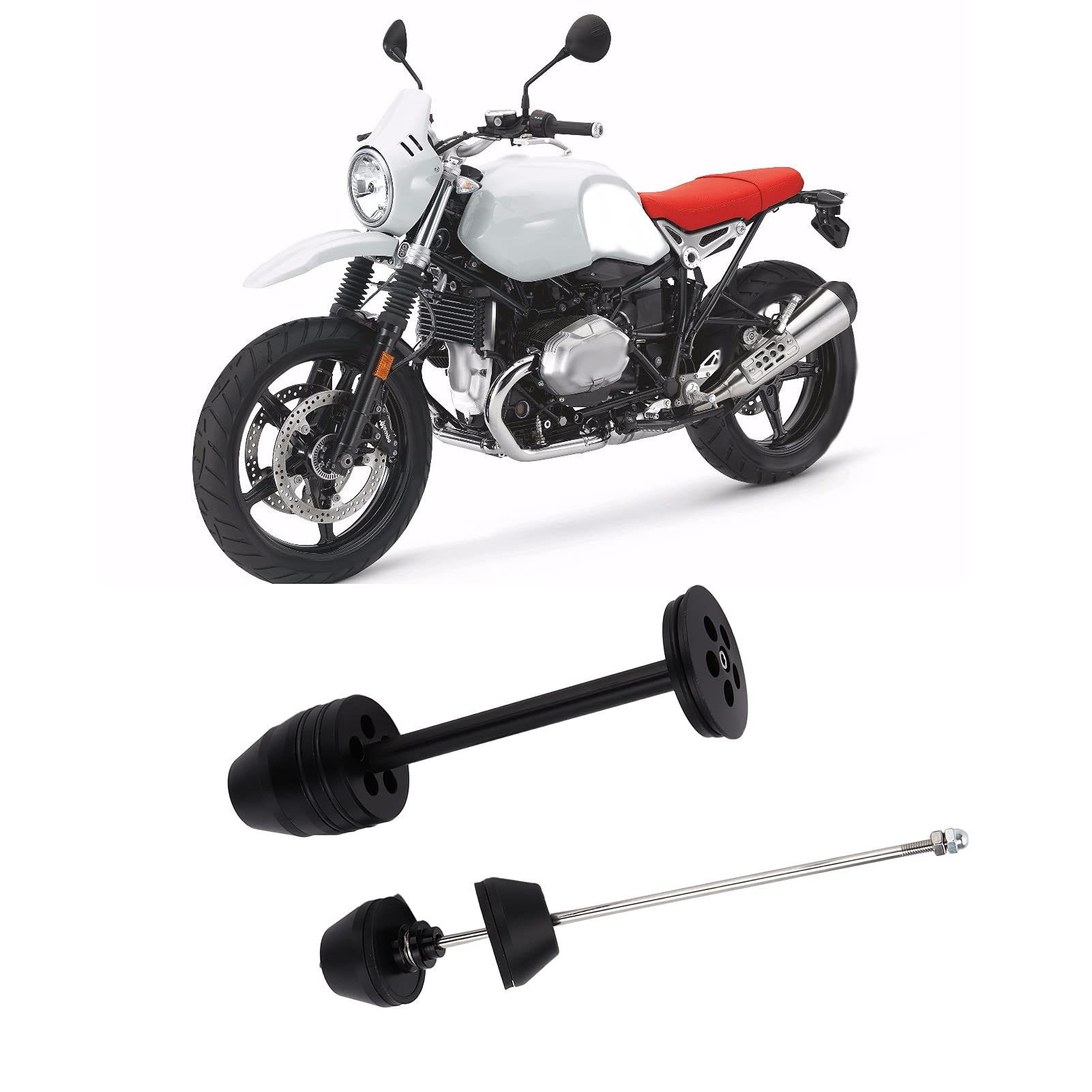 Cocoarm Suwaki Przedniej Osi Tylnej Motocykla Aluminiowy Zestaw Suwaków Awaryjnych Koła POM Przednia Tylna Ochrona do Wymiany dla Zawodników R Nine T 2013 2019