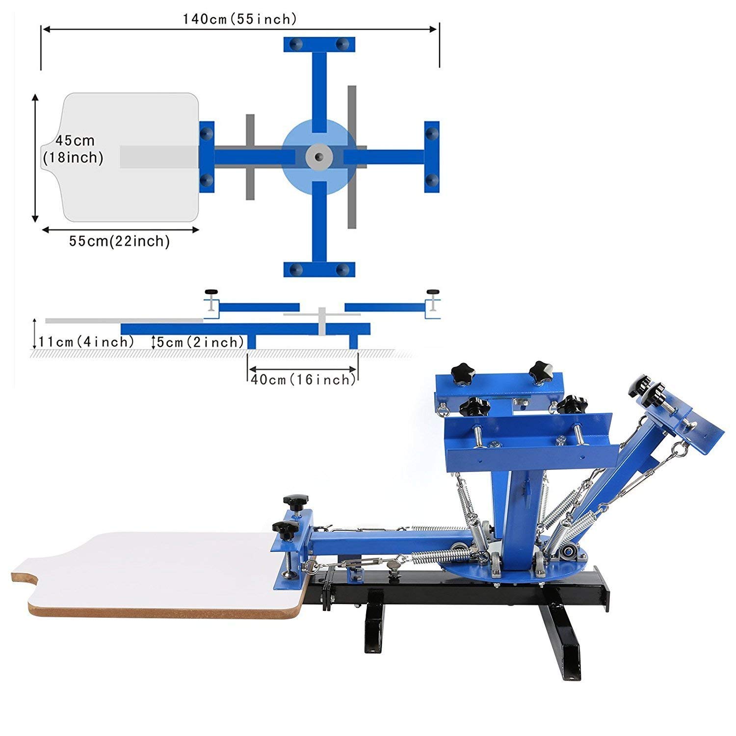 SDKEHUI Siebdruckmaschine 45x55cm Silk Screen Printing Machine 4 Farbe 1 Station Siebdruckmaschine DIY Screen Press Printing Machine Siebdruck Set