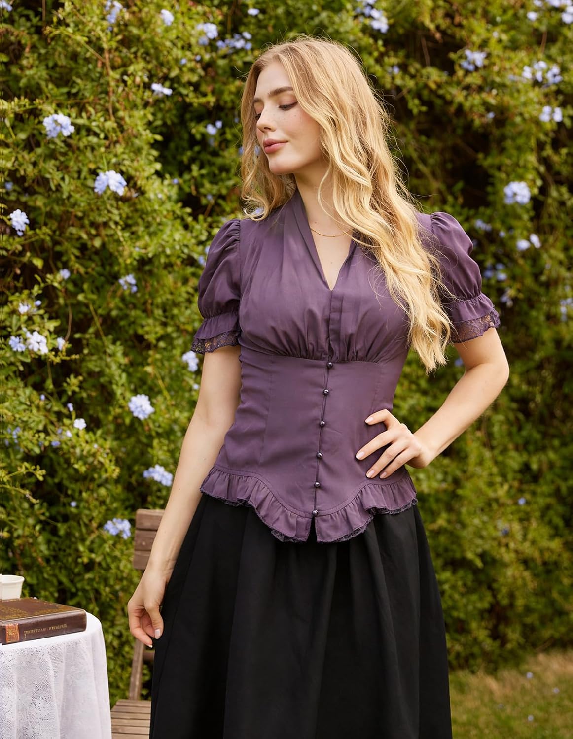 Scarlet Darkness Womens Work Tops Elegant Renaissance Pirate Shirt Short Sleeve Victorian Peasant Blouses