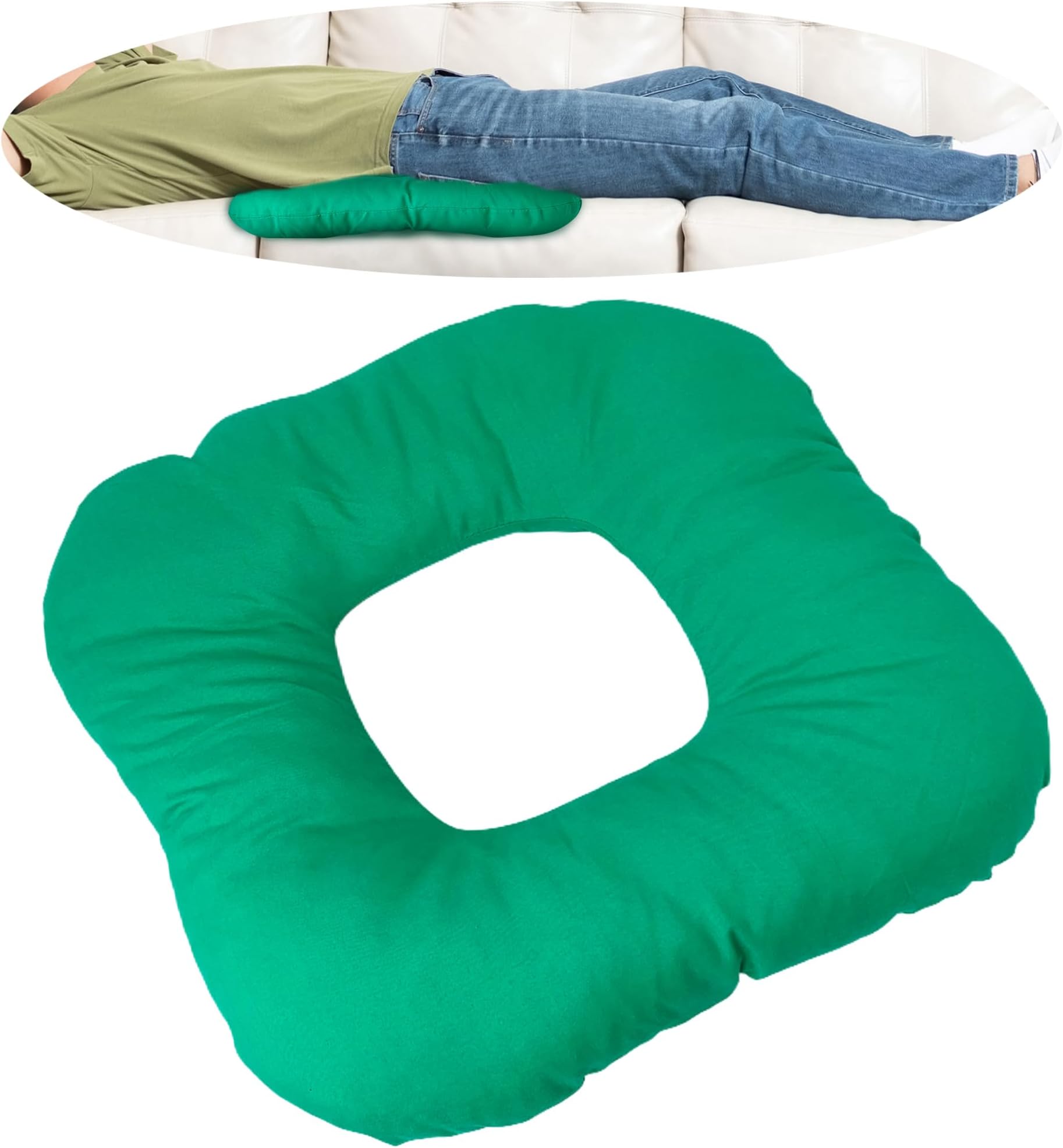 JuGeoZhi Bed Sore Cushion Donut Pillow - Soft Butt Hemorrhoid Pillow for Sitting Tailbone Pain Postpartum Doughnut Pillow Pad for Butt Positioning, 12x12 Inch