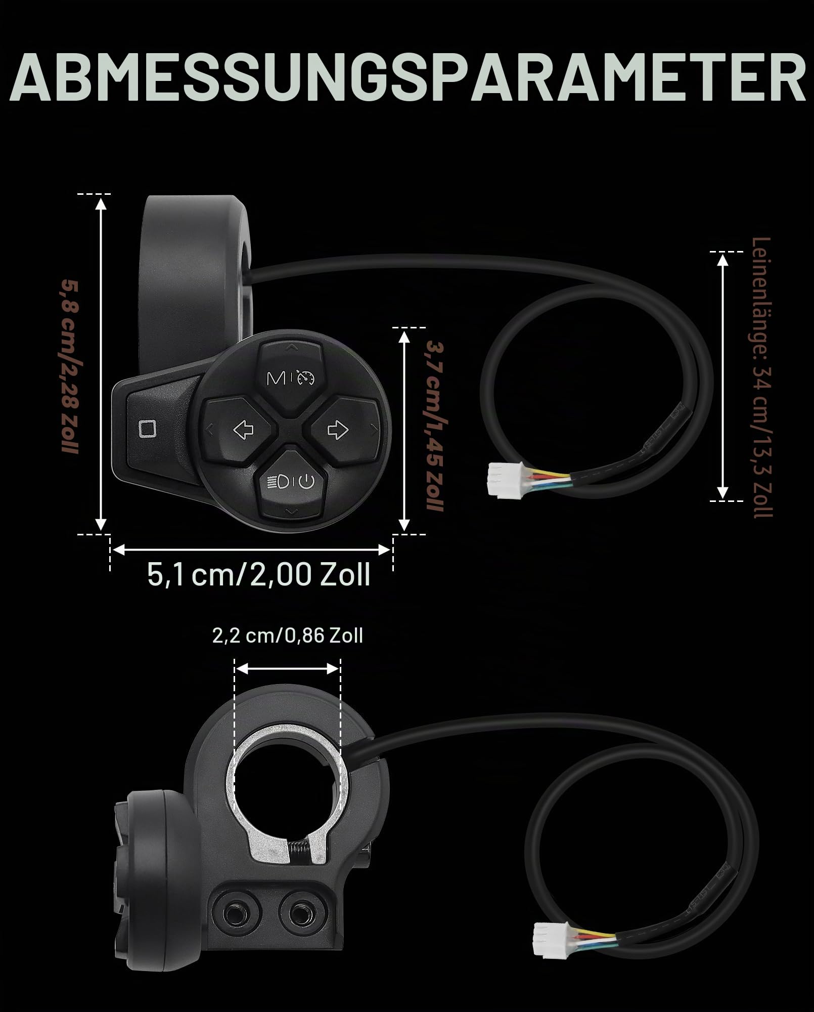 Multifunktionale Kombinationsschaltertaste kompatibel mit Segway Ninebot ZT3 PRO / ZT3Pro D / ZT3Pro E Drehknopf Lenkscheinwerfer Kombinationsschalter Zubehör