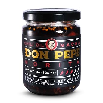DON PEPE - Salsa Macha with MORITA dried Chiles, Gourmet Condiment with Authentic Mexican Flavors, Pairs Well with Various Cuisines, 8 oz/227 g Salsa Macha MORITA