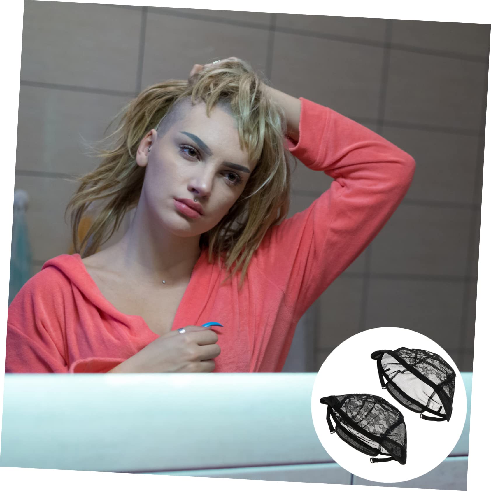 FOMIYES 12 Piezas Gorro De Peluca De Encaje Pelucas Trenzadas Disfraz De Cabeza Calva Gorra De Peluca De Cúpula De Malla Redecilla Para Peluca Elasticidad Red De Pesca Tela Perder