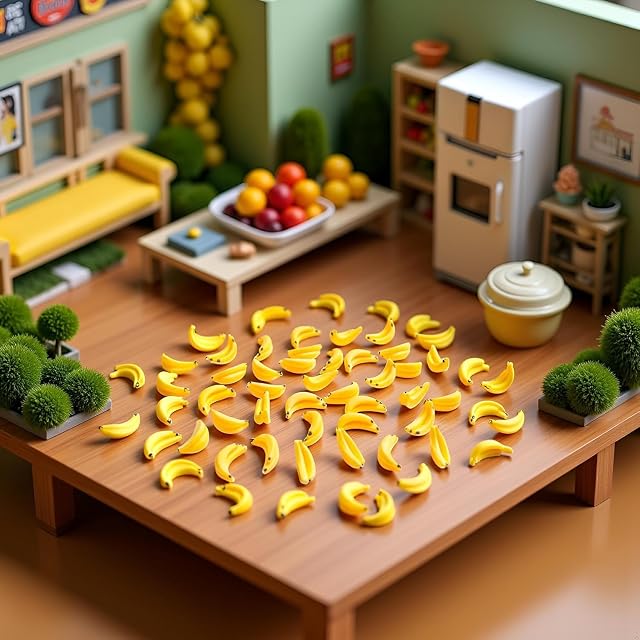 Foto 2 de 7 de 35 Mini Plátanos Artificiales de Plástico Amarillo, Bonitos Modelos de Plátano a Escala 1/12, Plátano Realista