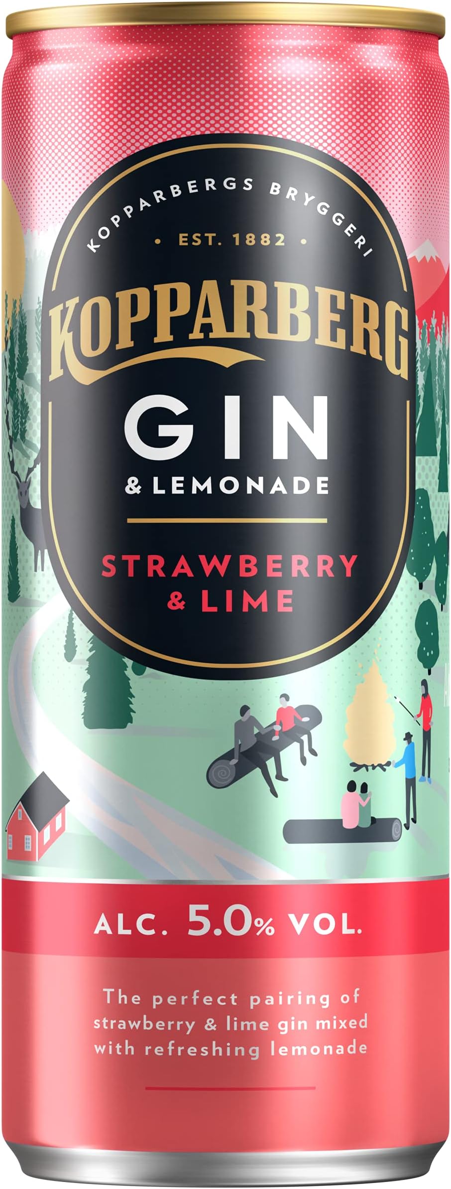 Gin Strawberry, Lime & Lemonade, 12 x 250ml