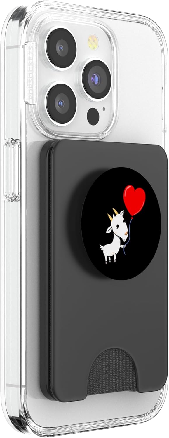 Goat With Heart Balloon Valentines Day Goat PopSockets PopWallet for MagSafe