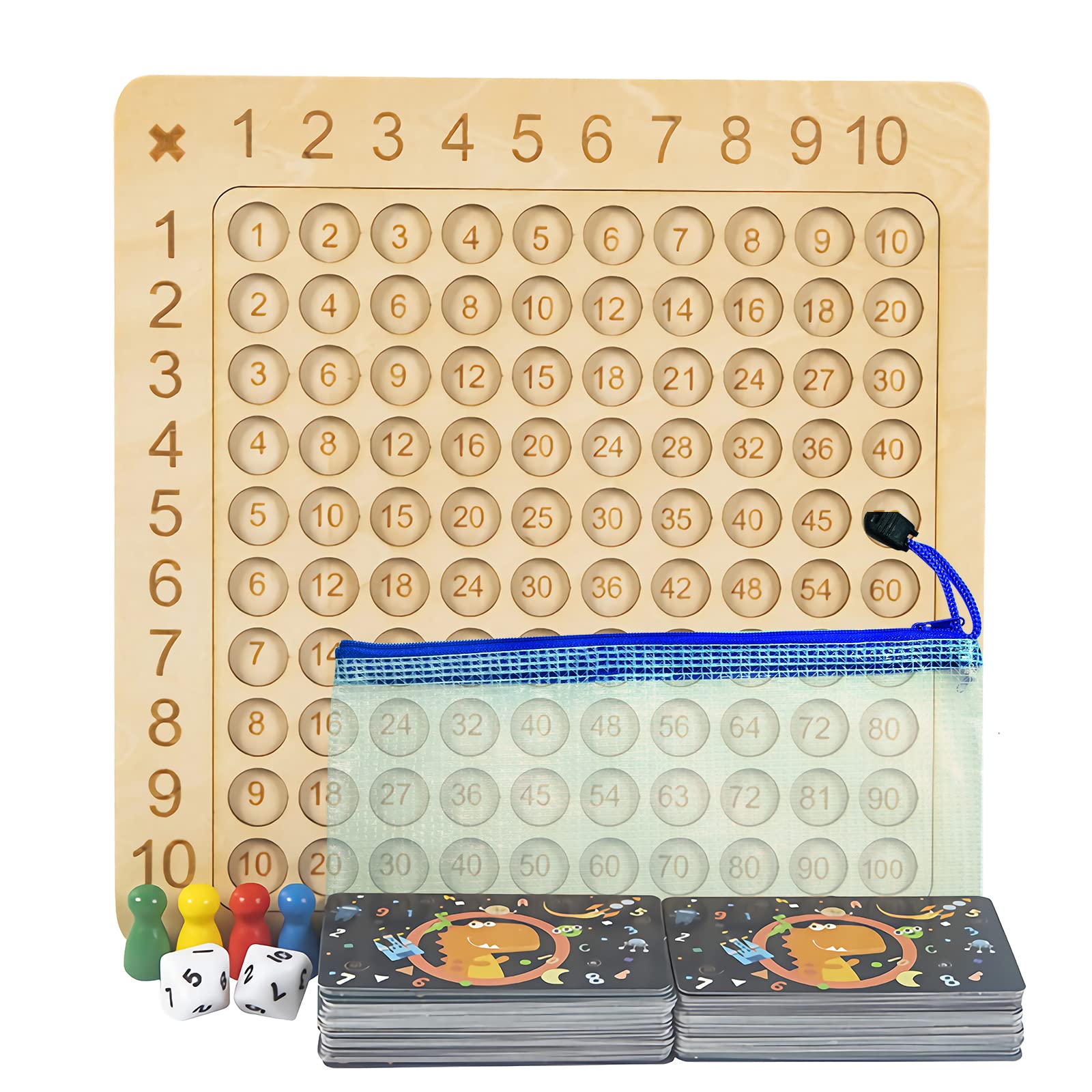 Lavagna Delle Moltiplicazioni In Legno – Gioco Educativo Montessori Per Bambini, Tabelline, 2-4 Giocatori