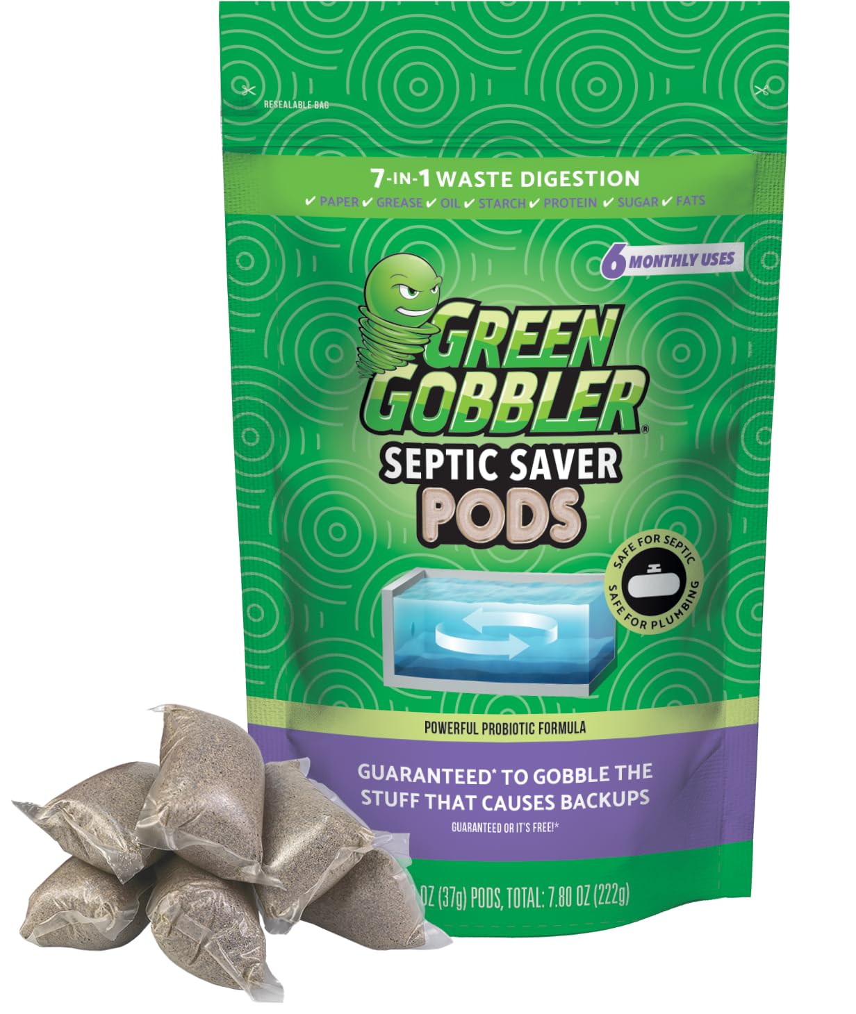 Green Gobbler SEPTIC SAVER Bacteria Enzyme Pacs - 6 Month Septic Tank Supply - 6 Pre-Measured Packets(2.13 oz each) (B00ZS4ZAEE) Amazon Price History, Amazon Price Tracker
