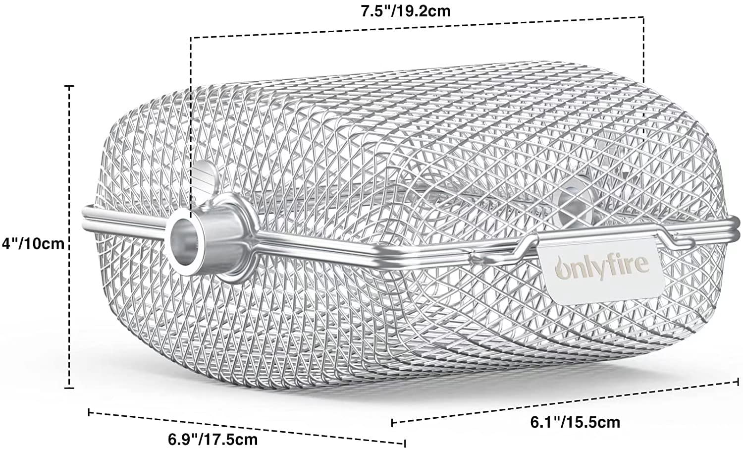 Onlyfire BBQ Grill Cesta para parrilla de barbacoa de acero inoxidable, Cesta universal para parrilla, bistec, camarones, carne y pescado, 19.2x17.5x10 cm, 2 piezas