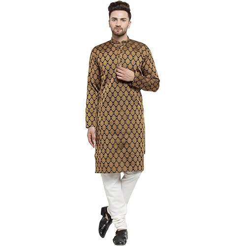 Maple Clothing Poly Silk Kurta Pajama for Men Indian Wedding Party Outfit Guest Wear