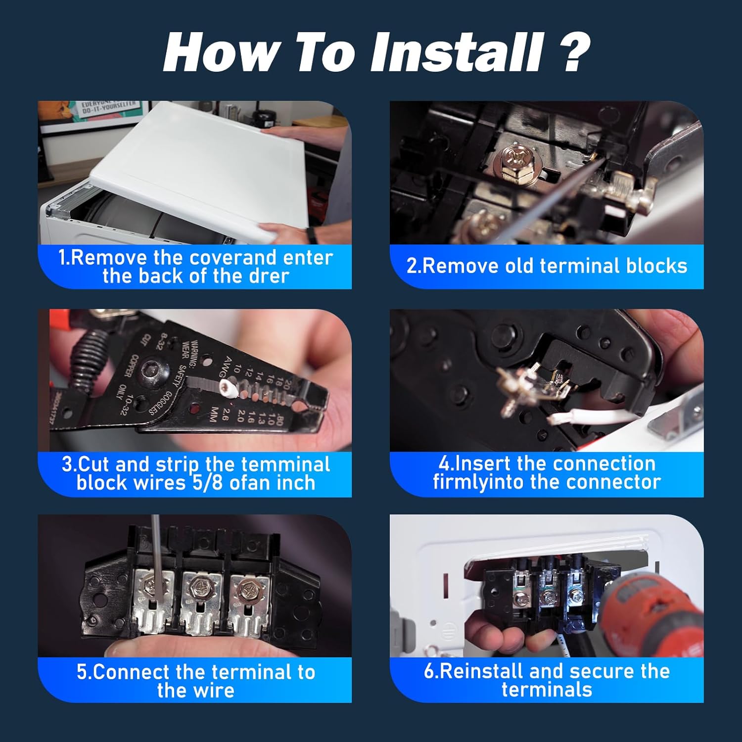 DC96-01188A Dryer Terminal Block Fit for Samsung MDE9700 DV448AEP/XAA DVE53BB8700T Dryer Models Replace# AP4207835 PS4216924 2074197