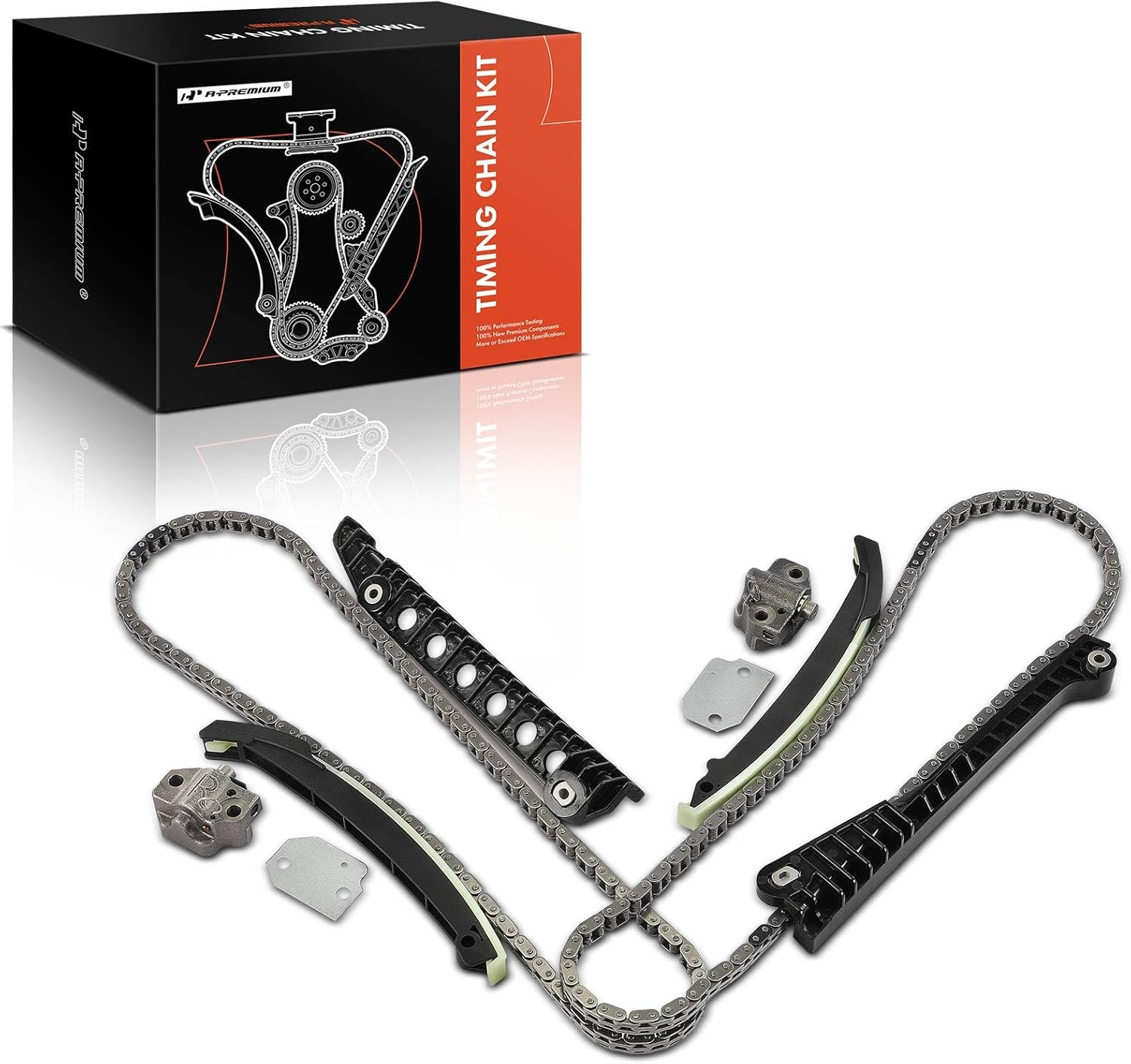 A-Premium 8PCS Engine Timing Chain Kit W/Tensioner & Guide Compatible with Ford & Lincoln - F-150, F-250, F-350 Super Duty, F-450 Super Duty, Expedition, E-150 Econoline, E-350 Super Duty, Navigator