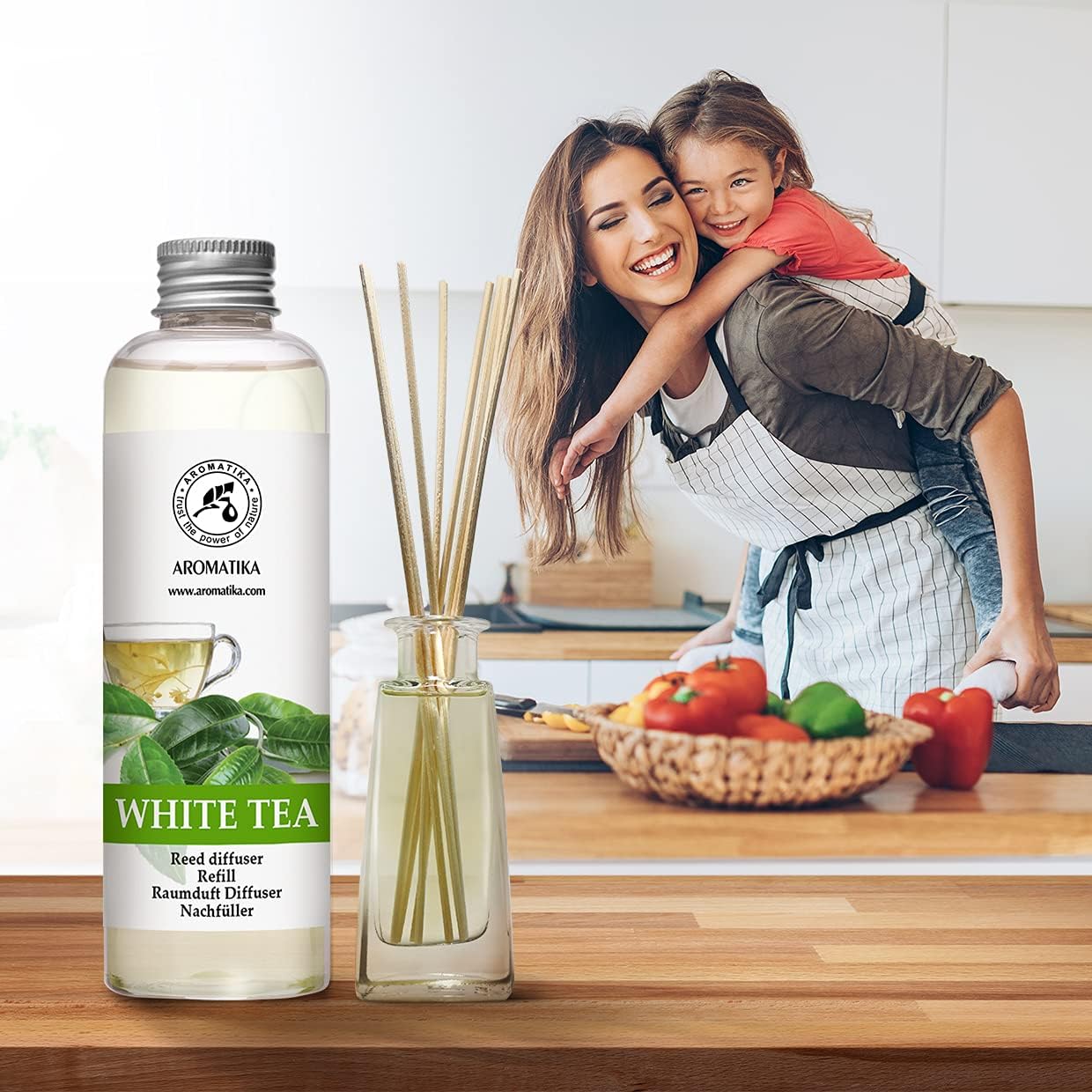 Refill Reed Diffuser White Tea 6.8 Fl Oz (200 ml) - with White Tea Essential Oil - Good Mood - Home Fragrance - Warm Scent - Air Freshener for Bathroom Bedroom Kitchen - Aromatherapy - Nice Smell - Image 6