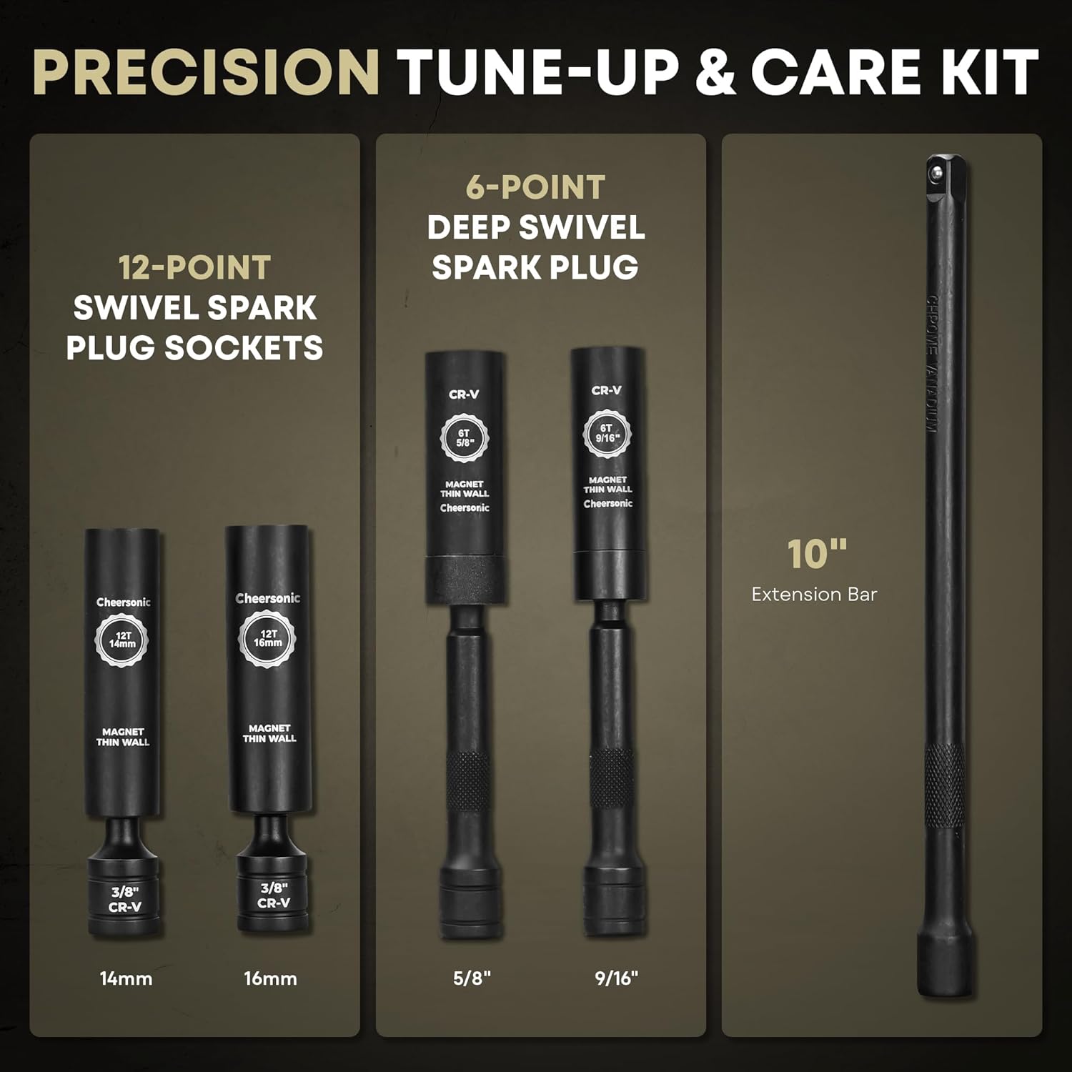 Digital Torque Wrench 3/8 Drive, 5.0-99.6 ft.lb ±1% Accuracy Electronic Torque Wrench Set with Buzzer and LED Inch Pound Torque Wrench with Spark Plug Socket for Car Repair Automobile Desert Tan